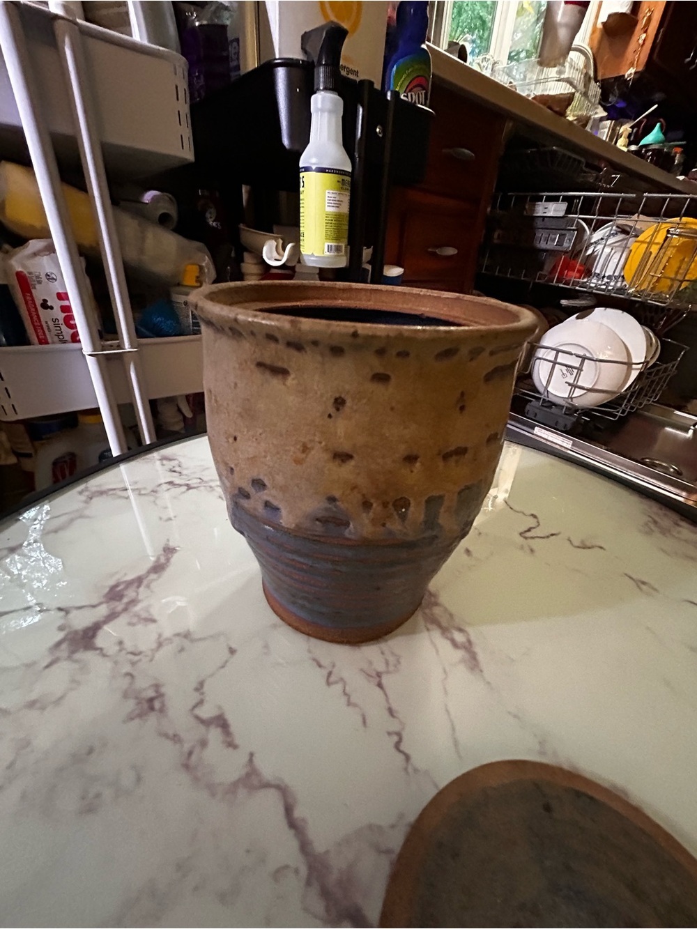 Handcrafted Pottery Lidded Pot in Beige and Brown - Picture 5 of 6